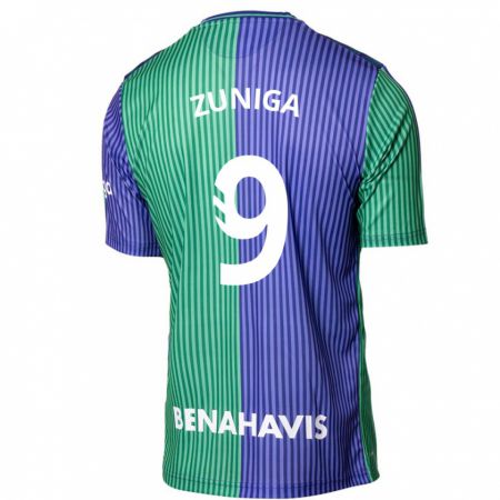 Kandiny Niño Camiseta Loren Zúñiga #9 Verde Azul 2ª Equipación 2023/24 La Camisa Chile