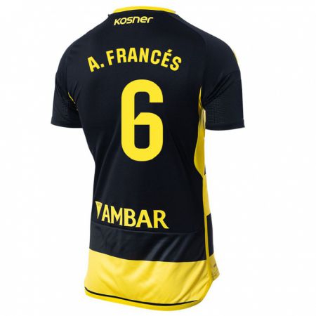 Kandiny Niño Camiseta Alejandro Francés #6 Negro Amarillo 2ª Equipación 2023/24 La Camisa Chile