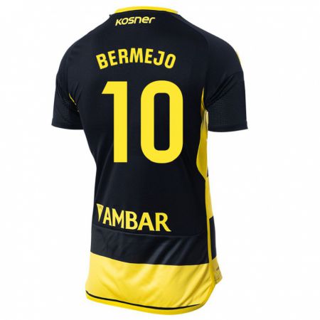 Kandiny Niño Camiseta Sergio Bermejo #10 Negro Amarillo 2ª Equipación 2023/24 La Camisa Chile
