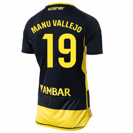 Kandiny Niño Camiseta Manu Vallejo #19 Negro Amarillo 2ª Equipación 2023/24 La Camisa Chile