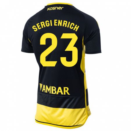 Kandiny Niño Camiseta Sergi Enrich #23 Negro Amarillo 2ª Equipación 2023/24 La Camisa Chile