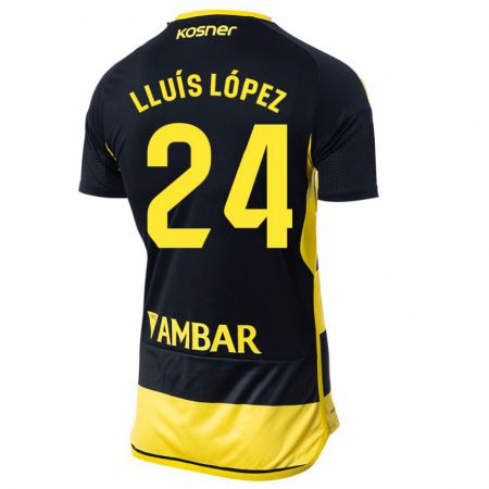 Kandiny Niño Camiseta Lluís López #24 Negro Amarillo 2ª Equipación 2023/24 La Camisa Chile