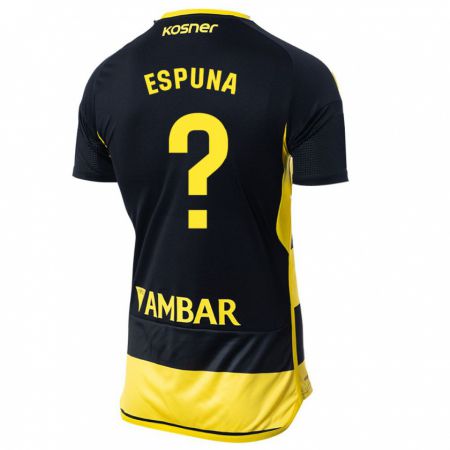 Kandiny Niño Camiseta Nico Espuña #0 Negro Amarillo 2ª Equipación 2023/24 La Camisa Chile