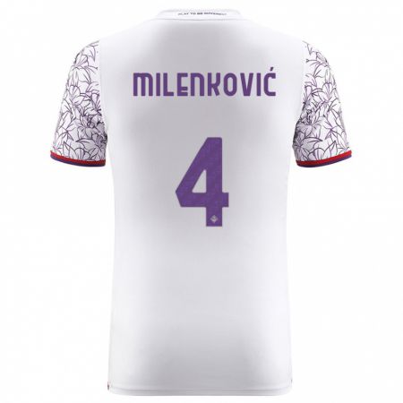 Kandiny Niño Camiseta Nikola Milenković #4 Blanco 2ª Equipación 2023/24 La Camisa Chile