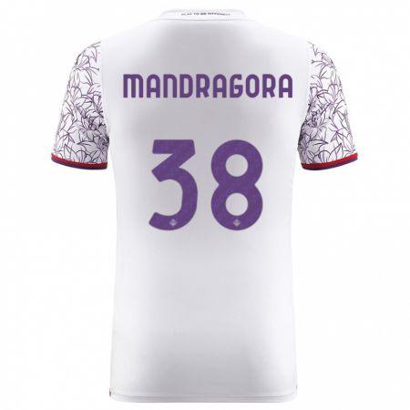 Kandiny Niño Camiseta Rolando Mandragora #38 Blanco 2ª Equipación 2023/24 La Camisa Chile