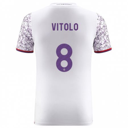 Kandiny Niño Camiseta Federico Vitolo #8 Blanco 2ª Equipación 2023/24 La Camisa Chile