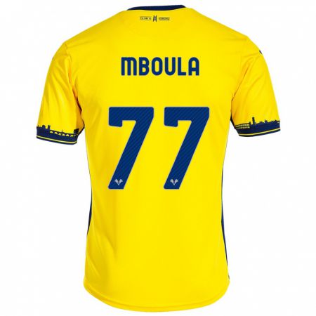 Kandiny Niño Camiseta Jordi Mboula #77 Amarillo 2ª Equipación 2023/24 La Camisa Chile