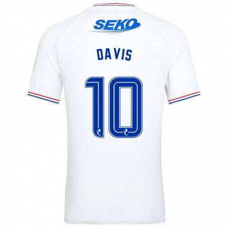 Kandiny Niño Camiseta Steven Davis #10 Blanco 2ª Equipación 2023/24 La Camisa Chile