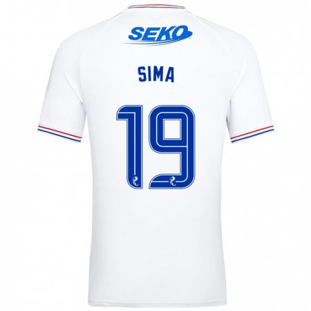 Kandiny Niño Camiseta Abdallah Sima #19 Blanco 2ª Equipación 2023/24 La Camisa Chile
