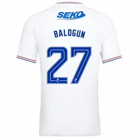 Kandiny Niño Camiseta Leon Balogun #27 Blanco 2ª Equipación 2023/24 La Camisa Chile