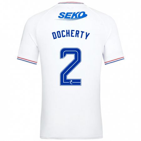 Kandiny Niño Camiseta Nicola Docherty #2 Blanco 2ª Equipación 2023/24 La Camisa Chile