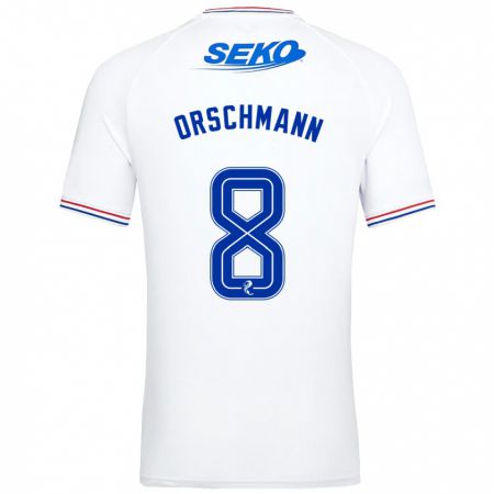 Kandiny Niño Camiseta Dina Orschmann #8 Blanco 2ª Equipación 2023/24 La Camisa Chile