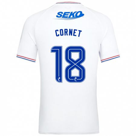 Kandiny Niño Camiseta Chelsea Cornet #18 Blanco 2ª Equipación 2023/24 La Camisa Chile