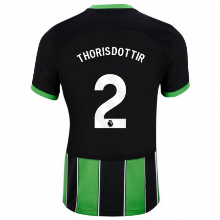 Kandiny Niño Camiseta Maria Thorisdottir #2 Verde Negro 2ª Equipación 2023/24 La Camisa Chile