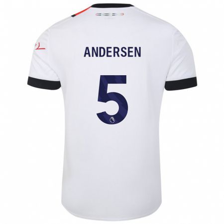 Kandiny Niño Camiseta Mads Andersen #5 Blanco 2ª Equipación 2023/24 La Camisa Chile