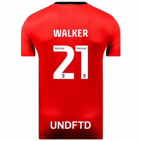 Kandiny Niño Camiseta Claudia Walker #21 Rojo 2ª Equipación 2023/24 La Camisa Chile