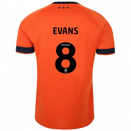 Kandiny Niño Camiseta Lee Evans #8 Naranja 2ª Equipación 2023/24 La Camisa Chile