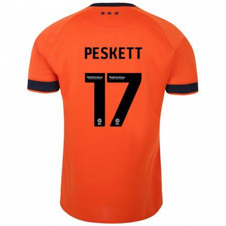 Kandiny Niño Camiseta Sophie Peskett #17 Naranja 2ª Equipación 2023/24 La Camisa Chile