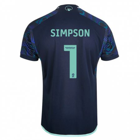 Kandiny Niño Camiseta Carrie Simpson #1 Azul 2ª Equipación 2023/24 La Camisa Chile