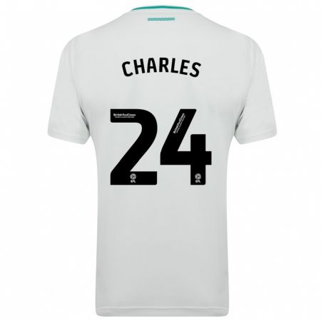 Kandiny Niño Camiseta Shea Charles #24 Blanco 2ª Equipación 2023/24 La Camisa Chile