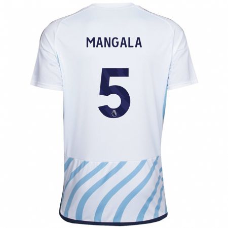 Kandiny Niño Camiseta Orel Mangala #5 Blanco Azul 2ª Equipación 2023/24 La Camisa Chile