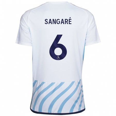 Kandiny Niño Camiseta Ibrahim Sangaré #6 Blanco Azul 2ª Equipación 2023/24 La Camisa Chile