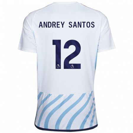 Kandiny Niño Camiseta Andrey Santos #12 Blanco Azul 2ª Equipación 2023/24 La Camisa Chile