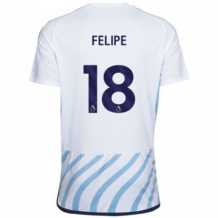 Kandiny Niño Camiseta Felipe #18 Blanco Azul 2ª Equipación 2023/24 La Camisa Chile