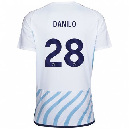 Kandiny Niño Camiseta Danilo #28 Blanco Azul 2ª Equipación 2023/24 La Camisa Chile
