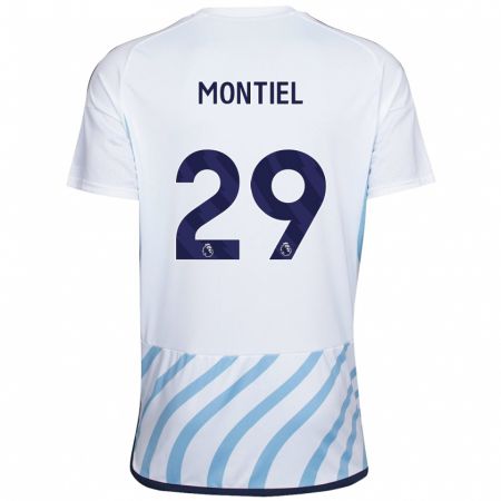 Kandiny Niño Camiseta Gonzalo Montiel #29 Blanco Azul 2ª Equipación 2023/24 La Camisa Chile