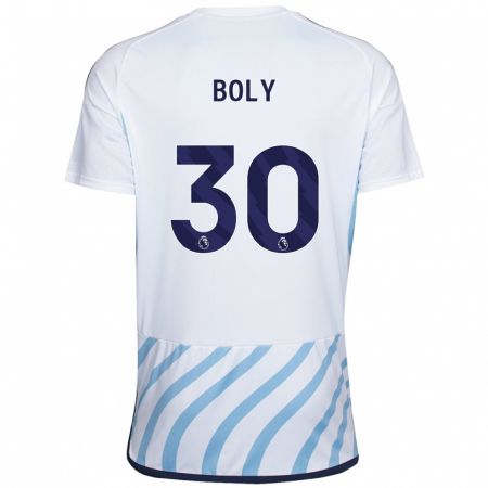 Kandiny Niño Camiseta Willy Boly #30 Blanco Azul 2ª Equipación 2023/24 La Camisa Chile