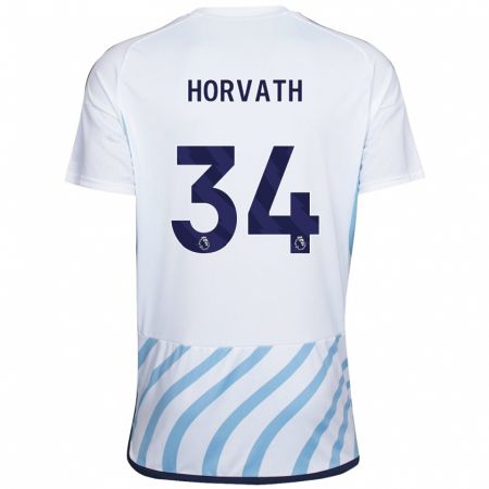 Kandiny Niño Camiseta Ethan Horvath #34 Blanco Azul 2ª Equipación 2023/24 La Camisa Chile