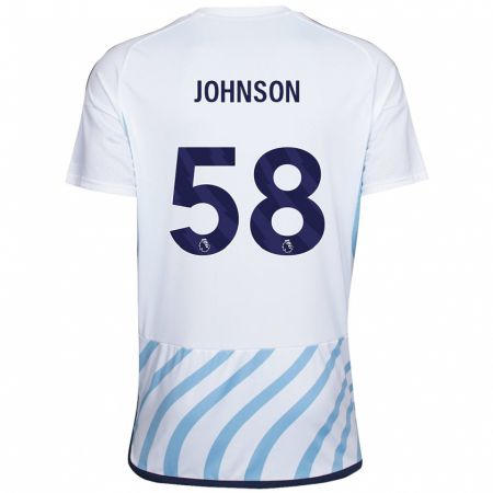 Kandiny Niño Camiseta Pharrell Johnson #58 Blanco Azul 2ª Equipación 2023/24 La Camisa Chile