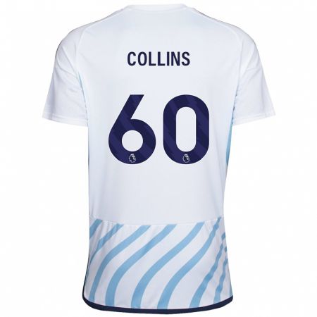 Kandiny Niño Camiseta Sam Collins #60 Blanco Azul 2ª Equipación 2023/24 La Camisa Chile