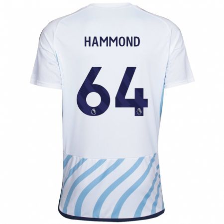 Kandiny Niño Camiseta Ben Hammond #64 Blanco Azul 2ª Equipación 2023/24 La Camisa Chile