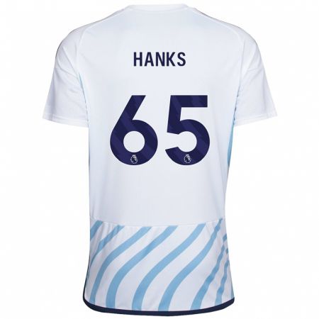 Kandiny Niño Camiseta Justin Hanks #65 Blanco Azul 2ª Equipación 2023/24 La Camisa Chile