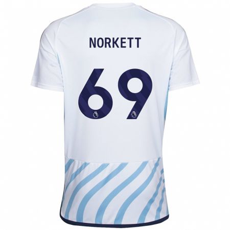 Kandiny Niño Camiseta Manni Norkett #69 Blanco Azul 2ª Equipación 2023/24 La Camisa Chile