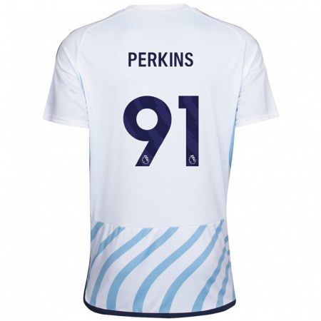 Kandiny Niño Camiseta Jack Perkins #91 Blanco Azul 2ª Equipación 2023/24 La Camisa Chile