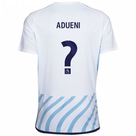 Kandiny Niño Camiseta Kevin Adueni #0 Blanco Azul 2ª Equipación 2023/24 La Camisa Chile