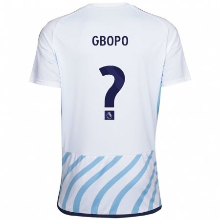 Kandiny Niño Camiseta Tony Gbopo #0 Blanco Azul 2ª Equipación 2023/24 La Camisa Chile