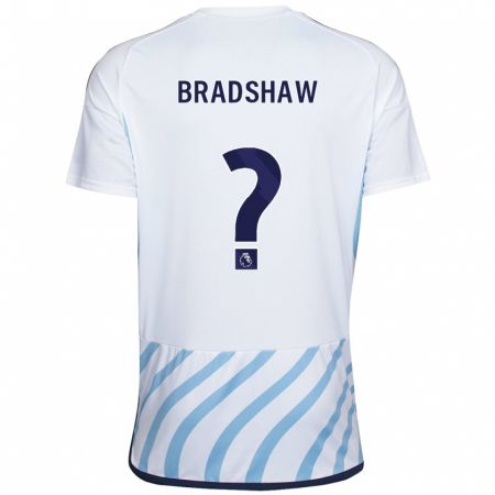 Kandiny Niño Camiseta Alfie Bradshaw #0 Blanco Azul 2ª Equipación 2023/24 La Camisa Chile