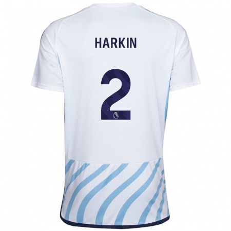 Kandiny Niño Camiseta Lyndsey Harkin #2 Blanco Azul 2ª Equipación 2023/24 La Camisa Chile