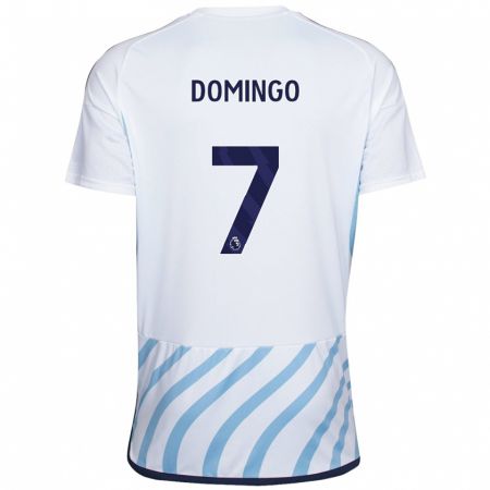 Kandiny Niño Camiseta Sophie Domingo #7 Blanco Azul 2ª Equipación 2023/24 La Camisa Chile