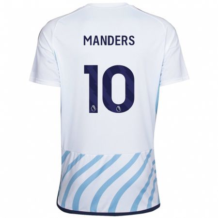 Kandiny Niño Camiseta Holly Manders #10 Blanco Azul 2ª Equipación 2023/24 La Camisa Chile