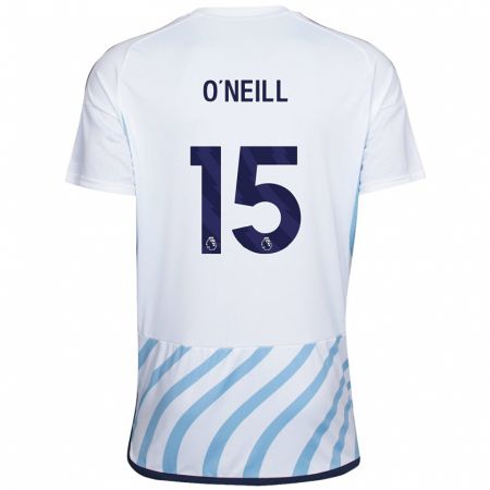 Kandiny Niño Camiseta Laura-Jayne O'neill #15 Blanco Azul 2ª Equipación 2023/24 La Camisa Chile