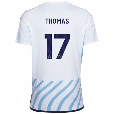 Kandiny Niño Camiseta Freya Thomas #17 Blanco Azul 2ª Equipación 2023/24 La Camisa Chile