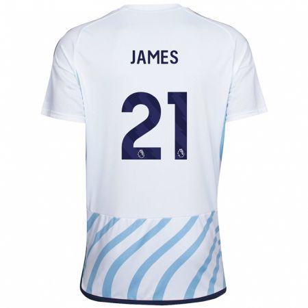 Kandiny Niño Camiseta Hayley James #21 Blanco Azul 2ª Equipación 2023/24 La Camisa Chile
