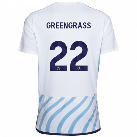 Kandiny Niño Camiseta Charlotte Greengrass #22 Blanco Azul 2ª Equipación 2023/24 La Camisa Chile