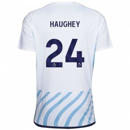 Kandiny Niño Camiseta Ella Haughey #24 Blanco Azul 2ª Equipación 2023/24 La Camisa Chile