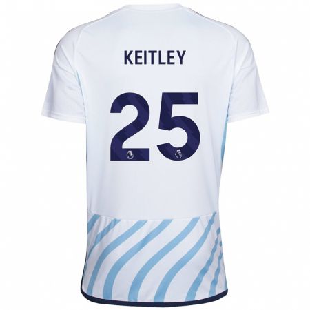 Kandiny Niño Camiseta Alice Keitley #25 Blanco Azul 2ª Equipación 2023/24 La Camisa Chile